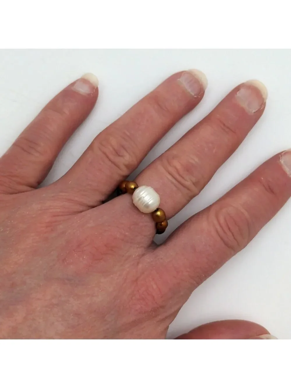 Handmade Baroque Pearl Gold Ring